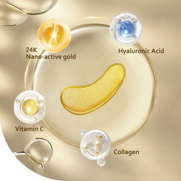 Under Eye Patches (30 Pairs), 24K Gold Under Eye Mask for Puffy Eyes, Dark Circles,Bags and Wrinkles with Collagen,Relieves Pressure and Reduces Wrinkles,Revitalises and Refreshes Your Skin - Image 4