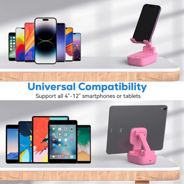 Gifts for Men Women, from Wife,Cell Phone Stand with Wireless Bluetooth Speaker, Punchy Bass & HD Stereo Sound Speaker for Home & Outdoors Compatible with iPhone/ipad/Samsung-Pink - Image 4