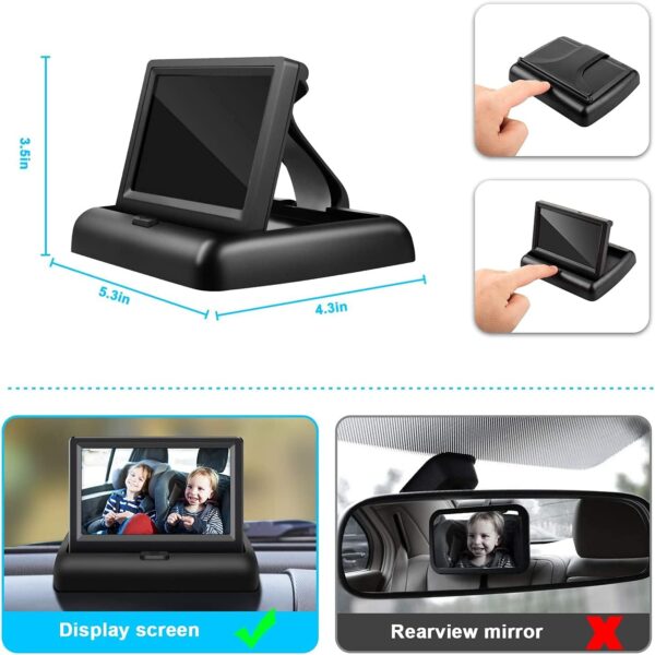 Baby Car Mirror with 4.3'' HD Night Vision Function Display, Safety Car Seat Camera with Wide Crystal Clear View, Easily Observe The Baby’s Move(Not USB) - Image 7