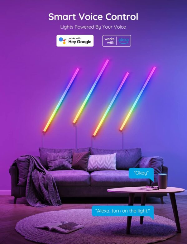 Govee Glide Wall Lights, RGBIC LED Light, Smart Gaming Light Works with Alexa and Google Assistant, RGB Light Bar, LED Wall Lights for Bedroom, 2 Panels Set (3 Sections/Panel) - Image 5