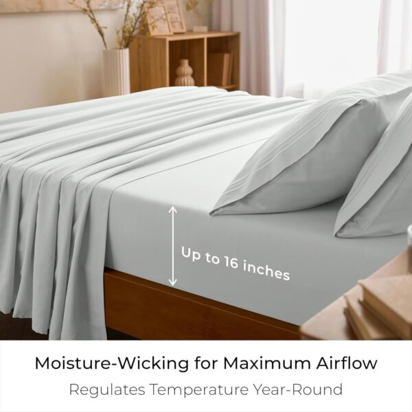 Mellanni King Sheets Set - 4 PC Iconic Collection Bedding - Hotel Luxury, Extra Soft, Cooling Bed Sheets - Wrinkle, Fade, Stain Resistant (King, Ivory) - Image 5