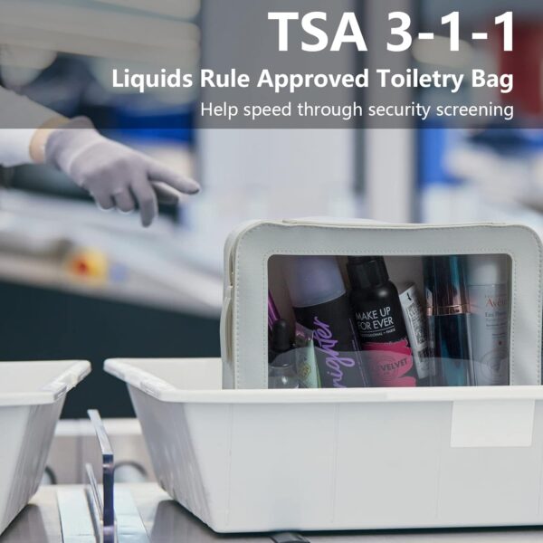 LETGO Clear Makeup Bags, TSA Approved Toiletry Bag with Zipper, Clear Makeup Organizer Fit Carry-on Travel Essentials,Clear Cosmetic Bags for Women Men (C-Beige) - Image 4