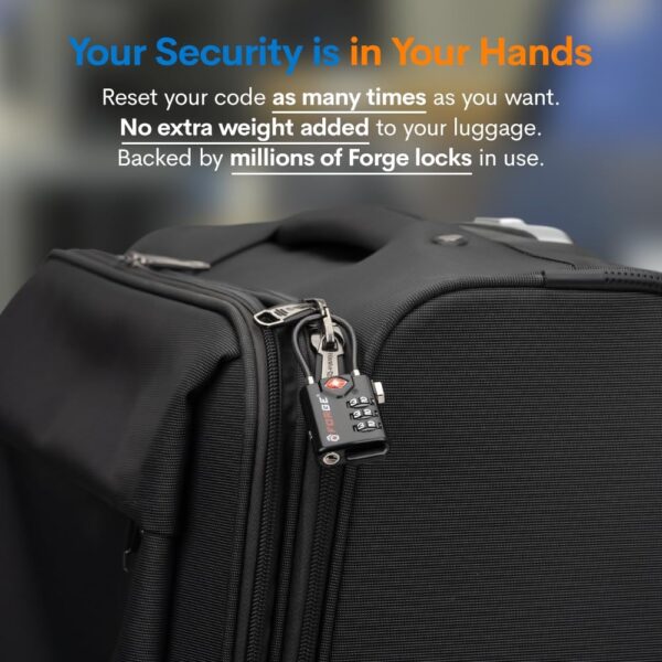 TSA Approved Cable Luggage Locks, Re-settable Combination with Alloy Body - Image 7