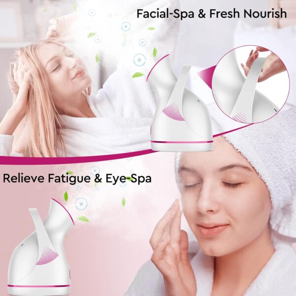 Amconsure Facial Steamer - Nano Ionic Face Steamer Warm Mist Steamer for Home Sauna SPA, Humidifier for Face Steamer for Deep Cleaning Unclogs Pores Sinuses - Bonus 5 Piece Stainless Steel Skin Kit - Image 8