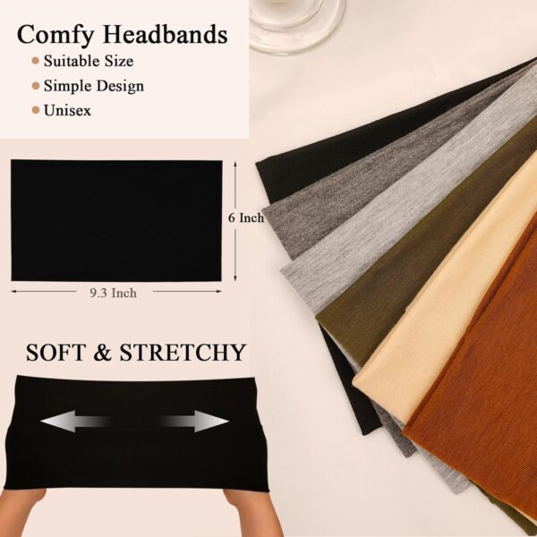 Wide Headbands For Women Stretch Headband Boho Head Bands Women's Hair Band Turban Workout Hairband Accessories 6 Pack - Image 4