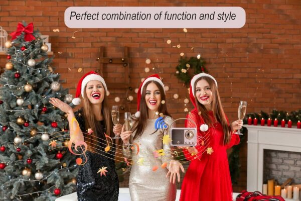 Dosmix Retro Bluetooth Speaker, Vintage Decor, Small Wireless Bluetooth Speaker, Cute Old Fashion Style for Kitchen Desk Bedroom Office Outdoor Accessories for Android/iOS Devices (Pink) - Image 6