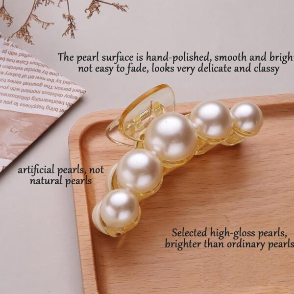 Pearl Hair Clips for Women, 4PCS Large Small Hair Claw Clip Strong Hold,Big Banana Jaw Clip Barrettes Nonslip,Hair Accessories Set Birthday Wedding Mother's Day Gift for Girl Thick Thin Curly Hair - Image 4