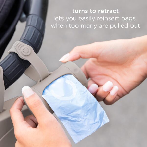 Ubbi Retractable On-the-Go Bag Dispenser for Baby Travel, Diaper Bag Accessory Must Have for Newborns, Helpful Baby Accessory, Taupe - Image 4