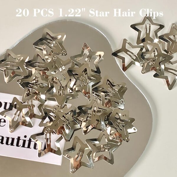 20 PCS 1.22" Star Hair Accessories - Non-Slip Metal Snap Clips and Barrettes for Girls & Women, Y2K Style - Image 4