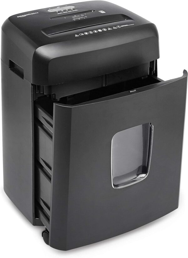 Amazon Basics 15 Sheet - New model Cross Cut Paper and Credit Card CD Shredder With 6 Gallon Bin, Black - Image 3
