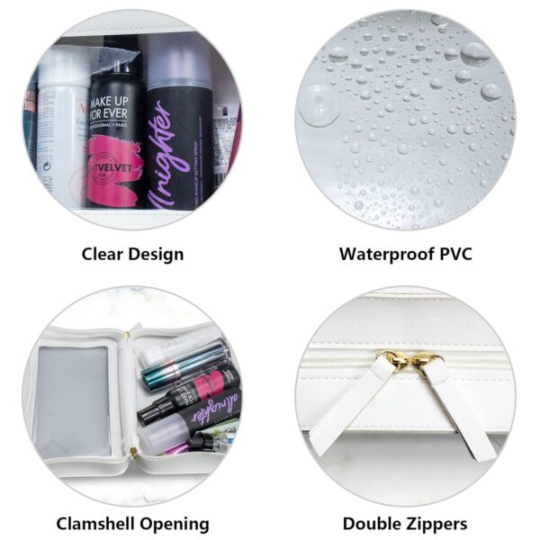 LETGO Clear Makeup Bags, TSA Approved Toiletry Bag with Zipper, Clear Makeup Organizer Fit Carry-on Travel Essentials,Clear Cosmetic Bags for Women Men (C-Beige) - Image 9