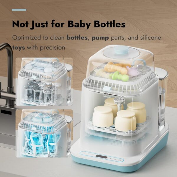 Papablic Bottle Washer Pro, Baby Bottle Washer & Sterilizer & Dryer, 4-in-1 Bottle Washer Sanitizer for Bottles, Pump Parts, & Baby Essentials - Quick & Clean with 60 Detergent Tablets - Image 7