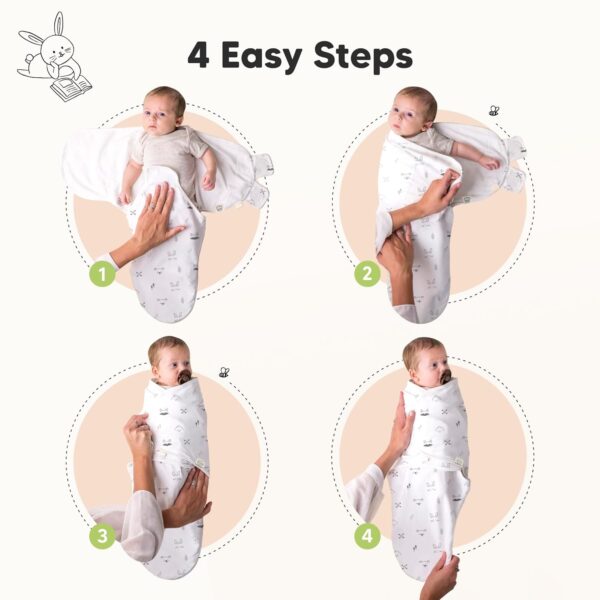 KeaBabies 3-Pack Organic Baby Swaddle Sleep Sacks - Swaddles for Newborns, Infant 0-3 Months, Baby Girls, Boys, Soft & Snug Newborn Sleep Sack, Nursery Swaddling Blankets (Nordic) - Image 4