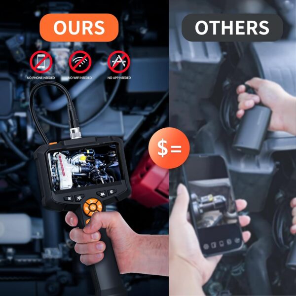 Endoscope Camera with Light, 1080P HD Borescope with 8 Adjustable Lights, 4.3" Endoscope with 16.4ft Semi-Rigid Snake Camera, IP67 Waterproof Borescopese for Sewer, Cool Gadgets & Tools for Men - Image 5