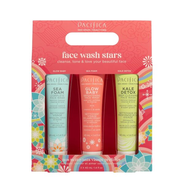 Pacifica Face Wash Set - Preppy Skincare Gift Set Value Kit for Holidays | Brightens, Tones and Deep Cleans |Glow Baby, Kale Detox and Sea Foam | 3 Pack - Image 2