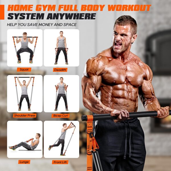 Pilates Bar Kit with Resistance Bands, Heavy Duty Pilates Equipment for Men, Strength Training Bar for Legs, Hip, Back, Arm, Abs, Chest, Shoulders, Portable Home Gym Full Body Workout Equipment - Image 6