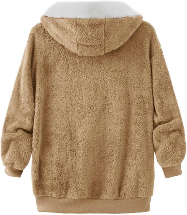 SHAOBGE Oversized Fuzzy Fleece Jackets For Women Fashion 2024 Color Block Faux Fur Cardigan Coat Shaggy Warm Winter Outerwear - Image 7