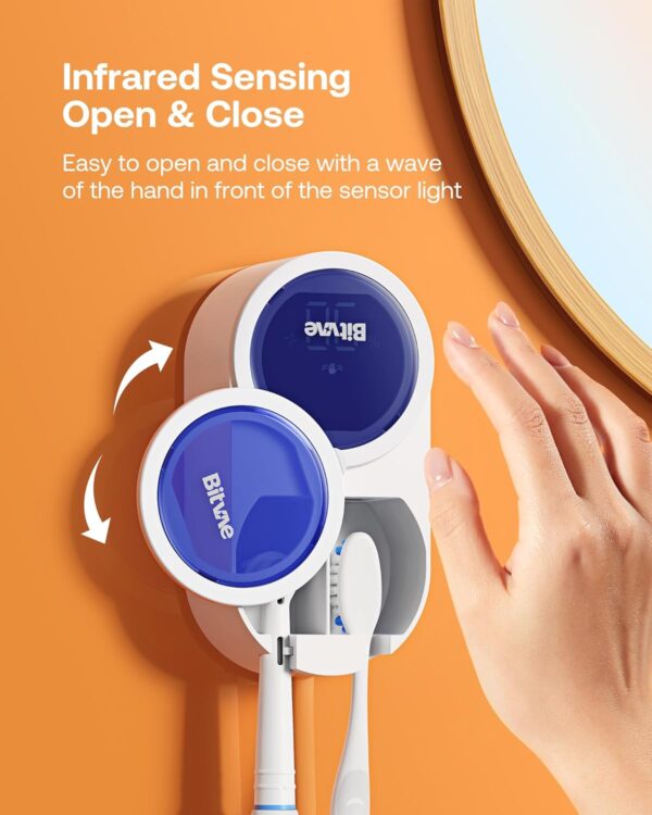 Bitvae Toothbrush Cleaner & Toothbrush Holder, Cleaning and Air Drying, LED Smart Screen, Rechargeable Wall Mount Toothbrush Holder for Bathrooms - Image 5