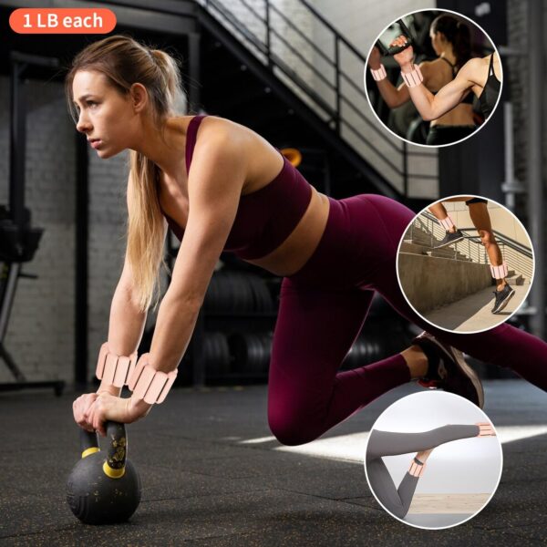 Adjustable Ankle Weights for Women Men,Wrist Weights set for Walking Running,1 Pair (1Lbs Each) Silicone Workout Weights for gym fitness, Jogging,yoga,pilates,strength training,physical therapy - Image 7