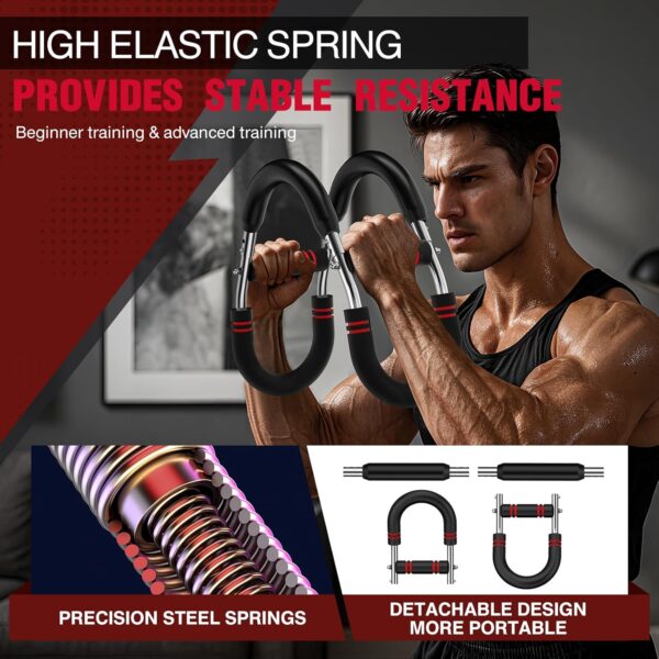Adjustable Power Twist Arm Trainer (30-120 lbs), Chest and Forearm Strength Training Bar, Anti-Bending Spring No Deformation, Portable Upper Body Home Fitness Equipment, Unisex - Image 8