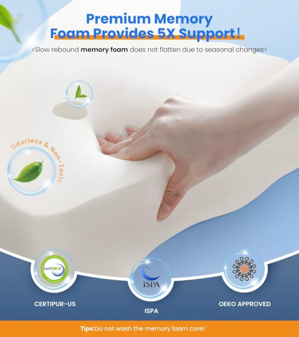 Ultra Pain Relief Cooling Pillow for Neck Support, Adjustable Cervical Pillow Cozy Sleeping, Odorless Ergonomic Contour Memory Foam Pillows, Orthopedic Bed Pillow for Side Back Stomach Sleeper - Image 7