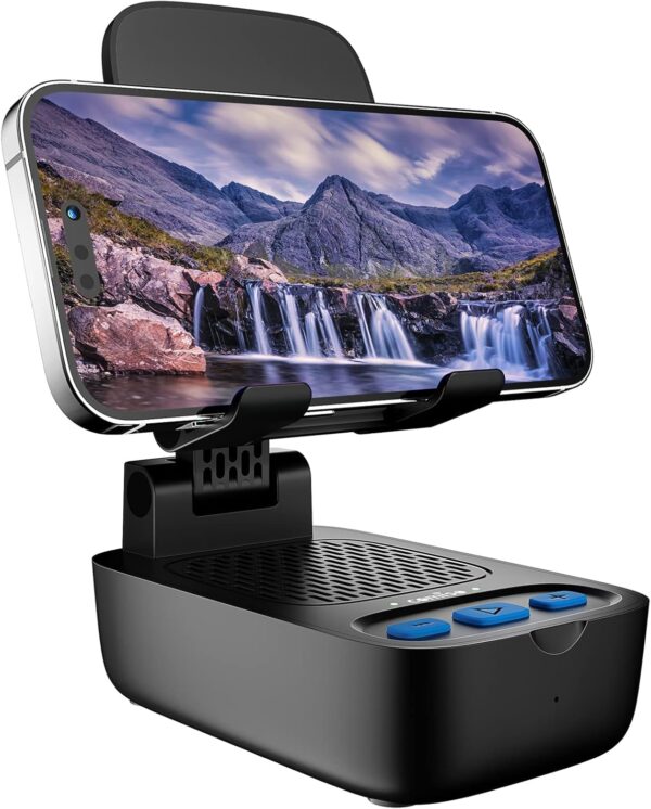 Gifts for Men Women,Birthday Gifts,Cell Phone Stand with Wireless Bluetooth Speaker, Punchy Bass & HD Stereo Sound Speaker for Home & Outdoors Compatible with iPhone/ipad/Samsung-Black - Image 2