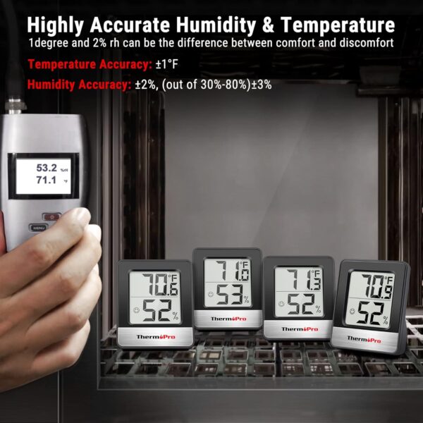 ThermoPro TP49 Digital Hygrometer Indoor Thermometer Humidity Meter Room Thermometer with Temperature and Humidity Monitor Mini Hygrometer Thermometer - Image 8