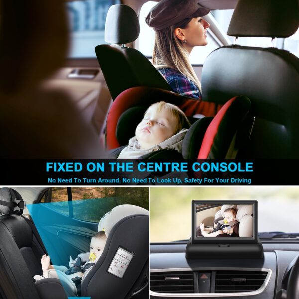Baby Car Mirror with 4.3'' HD Night Vision Function Display, Safety Car Seat Camera with Wide Crystal Clear View, Easily Observe The Baby’s Move(Not USB) - Image 6