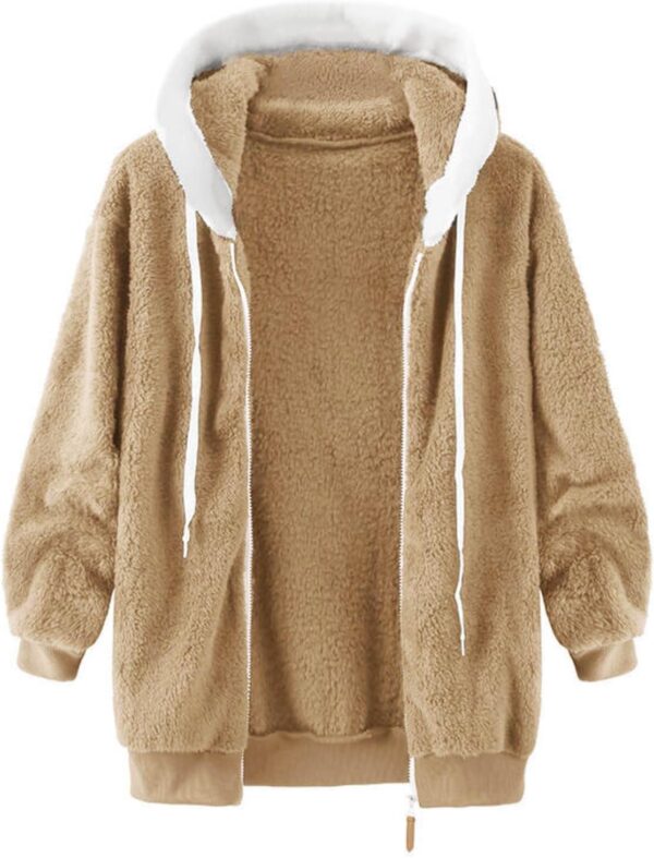 SHAOBGE Oversized Fuzzy Fleece Jackets For Women Fashion 2024 Color Block Faux Fur Cardigan Coat Shaggy Warm Winter Outerwear - Image 6