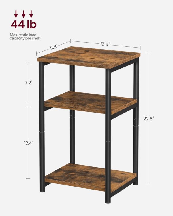 VASAGLE Side Table, Small End Table, Tall Nightstand for Living Room, Bedroom, Office, Bathroom, Rustic Brown and Classic Black ULET273B01 - Image 4
