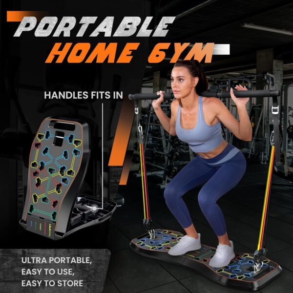 LALAHIGH 25-in-1 4rd Generation Push Up Board - Multi-Functional Foldable Gym System with Resistance Bands, Pilates Bar & Pulleys, Portable Workout Equipment for Men & Women, Chest/Back/Abs Training - Image 8
