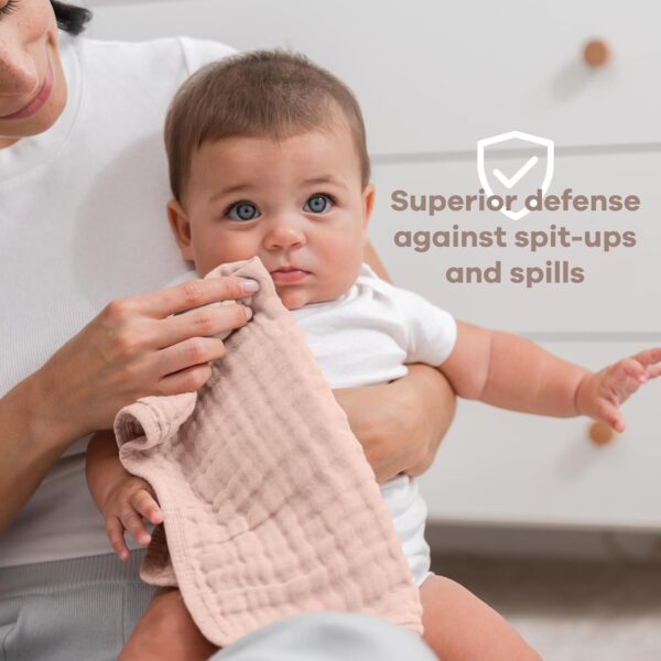 Comfy Cubs Muslin Burp Cloths 20" x 10", Pack of 10 - Large, 6-Layer, Ultra Absorbent 100% Cotton for Baby Drool and Messes - Soft, Safe & Gentle Baby Burp Cloths for Boys & Girls - Multi - Image 5