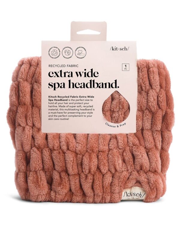 Kitsch Spa Headband for Women - Soft, Stretchy Skincare Headband for Washing Face, Makeup & Facials | Extra-Wide, Non-Slip for Beauty Routines & Self-Care - Dusty Rose - Image 2