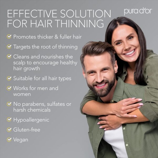 PURA D'OR 16 Oz Original Gold Label Anti-Thinning Biotin Shampoo Natural Earthy Scent, CLINICALLY TESTED Effective Results, Herbal Hair Thickening Products, 3-1 Wash, Women & Men, Color Treated Hair - Image 6