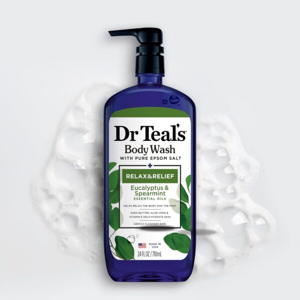 Dr Teal's Body Wash with Pure Epsom Salt, Relax & Relief with Eucalyptus & Spearmint, 24 fl oz (Pack of 2) - Image 8