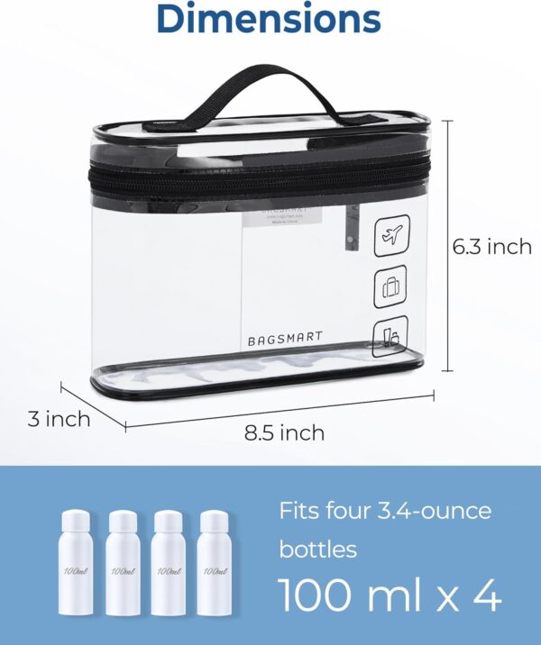 BAGSMART TSA Approved Toiletry Bag, 2 Pack Clear Makeup Cosmetic Bag Organizer, Quart Size Travel Bag for Toiletries, Carry-on Travel Accessories Essentials, Black-2pcs - Image 5