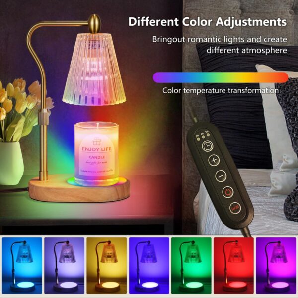 Candle Warmer Lamp with 8 Colors LED Changing,with Timer Dimmer Adjustable Height,Mothers Day Gifts,Vintage Home Decor - Image 5