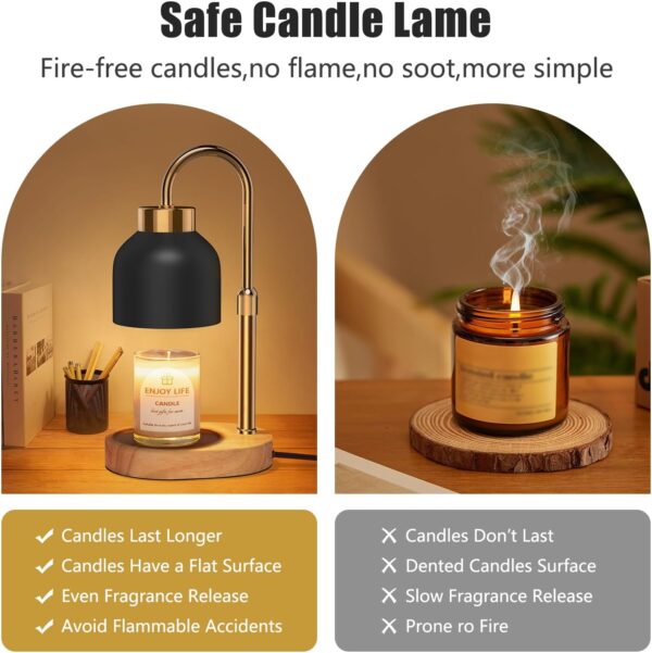 Candle Warmer Lamp with Dimmer Adjustable Height,Mothers Day Gifts,2/4/8H Timer,Vintage Home Decor for Scented Jar - Image 6