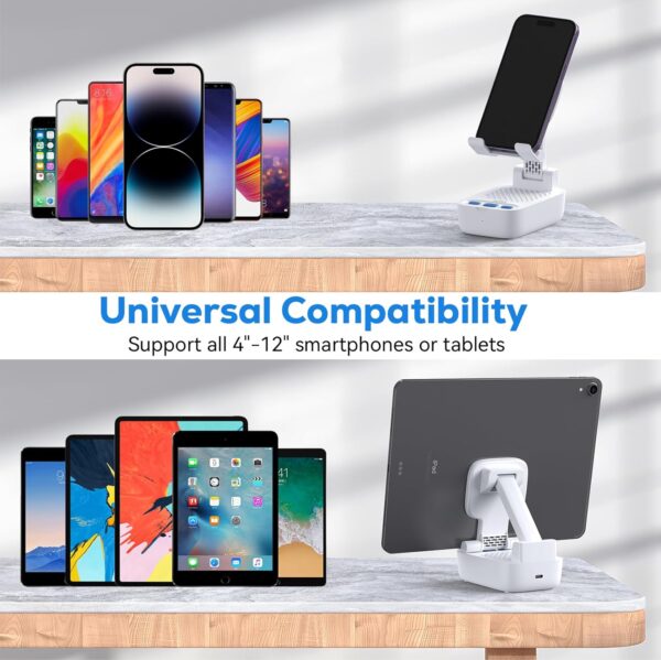Gifts for Men Women, from Wife,Cell Phone Stand with Wireless Bluetooth Speaker, Punchy Bass & HD Stereo Sound Speaker for Home & Outdoors Compatible with iPhone/ipad/Samsung-White - Image 4