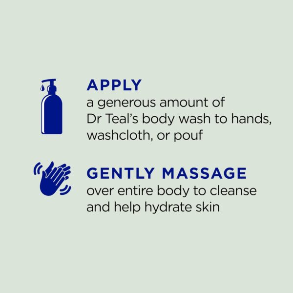 Dr Teal's Body Wash with Pure Epsom Salt, Relax & Relief with Eucalyptus & Spearmint, 24 fl oz (Pack of 2) - Image 4