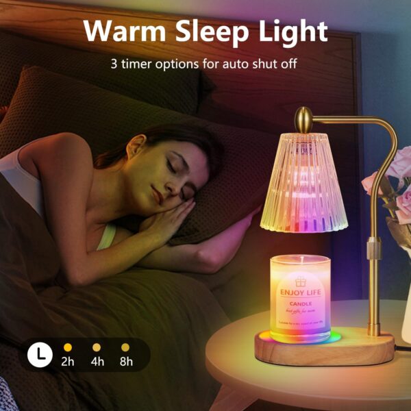 Candle Warmer Lamp with 8 Colors LED Changing,with Timer Dimmer Adjustable Height,Mothers Day Gifts,Vintage Home Decor - Image 4