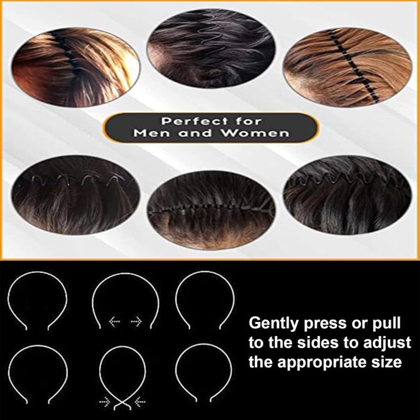 Metal Headbands for Men Fashion Headband for Women, Unisex Wavy Hair Bands Outdoor Sports Head Bands Simple Elastic Non-Slip Hair Accessories (6 Pack) - Image 5