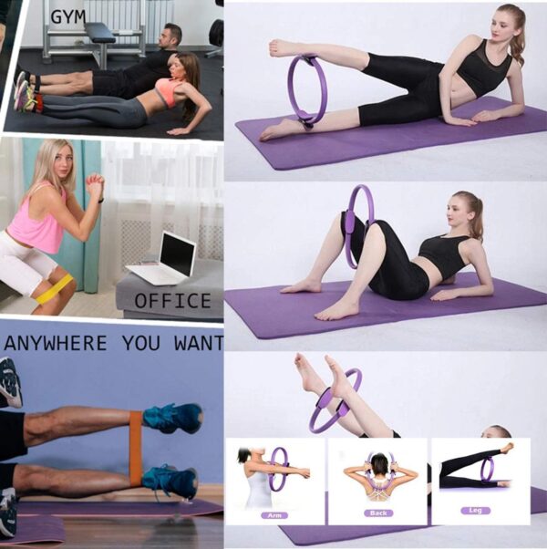 YXILEE Pilates Ring Circle Set - Workout at Home Workout Equipment Women - Booty Bands Stretching Equipment Pilates Mini Exercise Ball for Legs Arms and Thighs - Image 4