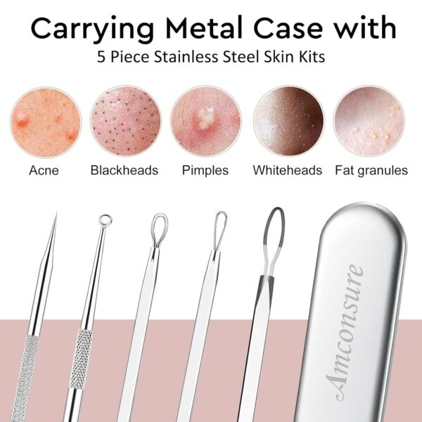 Amconsure Facial Steamer - Nano Ionic Face Steamer Warm Mist Steamer for Home Sauna SPA, Humidifier for Face Steamer for Deep Cleaning Unclogs Pores Sinuses - Bonus 5 Piece Stainless Steel Skin Kit - Image 7