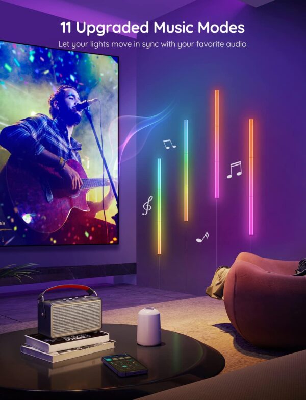 Govee Glide Wall Lights, RGBIC LED Light, Smart Gaming Light Works with Alexa and Google Assistant, RGB Light Bar, LED Wall Lights for Bedroom, 2 Panels Set (3 Sections/Panel) - Image 4