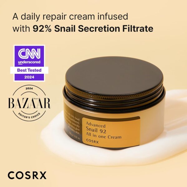 COSRX Snail Mucin 92% Face Moisturizer, 3.52 Oz, Lightweight Moisturing Cream for Soft, Glowy Skin, Korean Skin Care, Korean Moisturizer Face Cream - Image 3