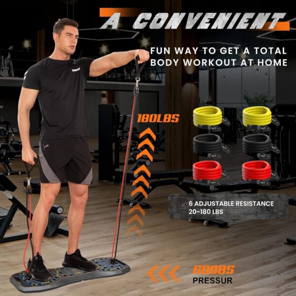LALAHIGH 25-in-1 4rd Generation Push Up Board - Multi-Functional Foldable Gym System with Resistance Bands, Pilates Bar & Pulleys, Portable Workout Equipment for Men & Women, Chest/Back/Abs Training - Image 9