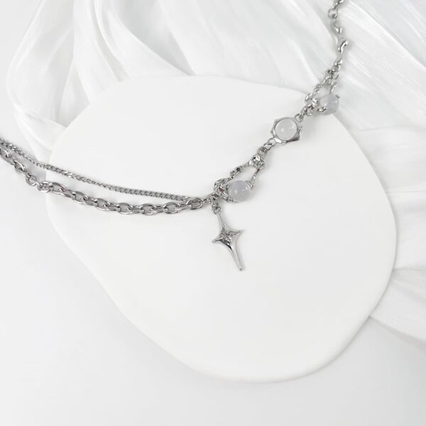 Y2k Irregular Necklace Star Pendant Moonlight Stone Fashion Collar Chain Design Spicy Silver Jewelry for Women - Image 6