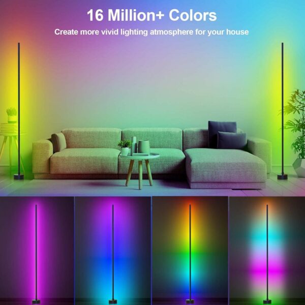 Corner Floor Lamp - Smart RGB LED Corner Lamp with App and Remote Control, 16 Million Colors & 68+ Scene, Music Sync, Timer Setting - Ideal for Living Rooms, Bedrooms, and Gaming Rooms - Image 3