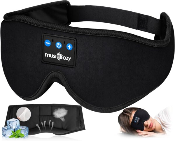 MUSICOZY Sleep Headphones, Bluetooth 5.4 Sleep Mask Headband Headphones Sleeping Eye Mask, Wireless Music Earbuds Earphones with HD Stereo Speakers for Side Sleepers, Cool Gadgets Unique Gift - Image 2